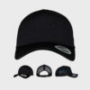FLEXFIT Foam Trucker Cap Curved Visor – Black-Black