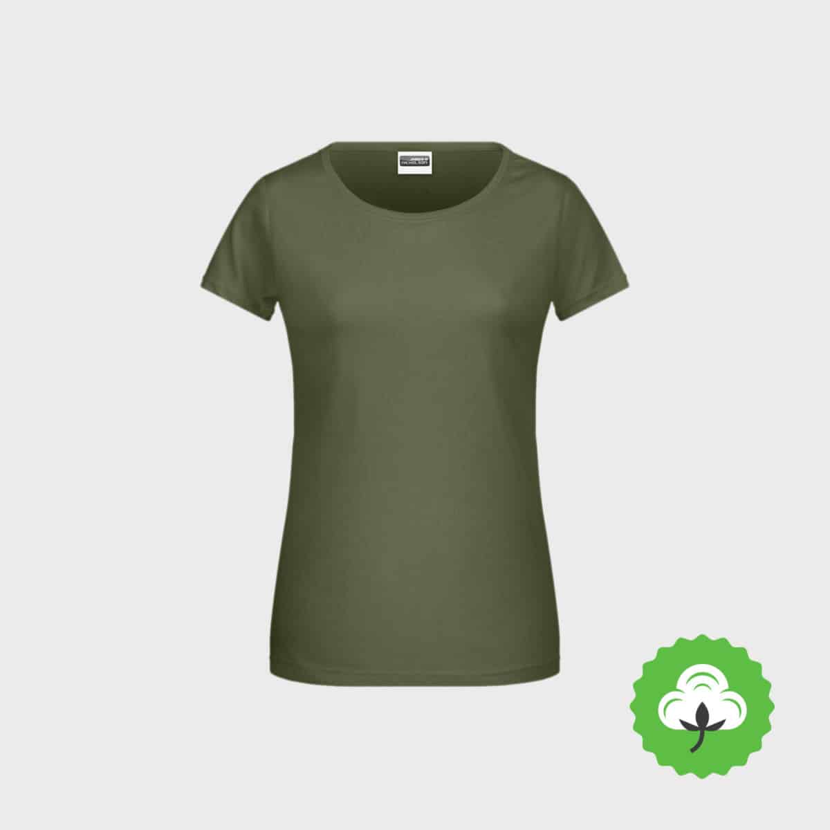 Maglietta da donna biologica Classoc BioCotton Ash 8007 Fabbricazione di ricami