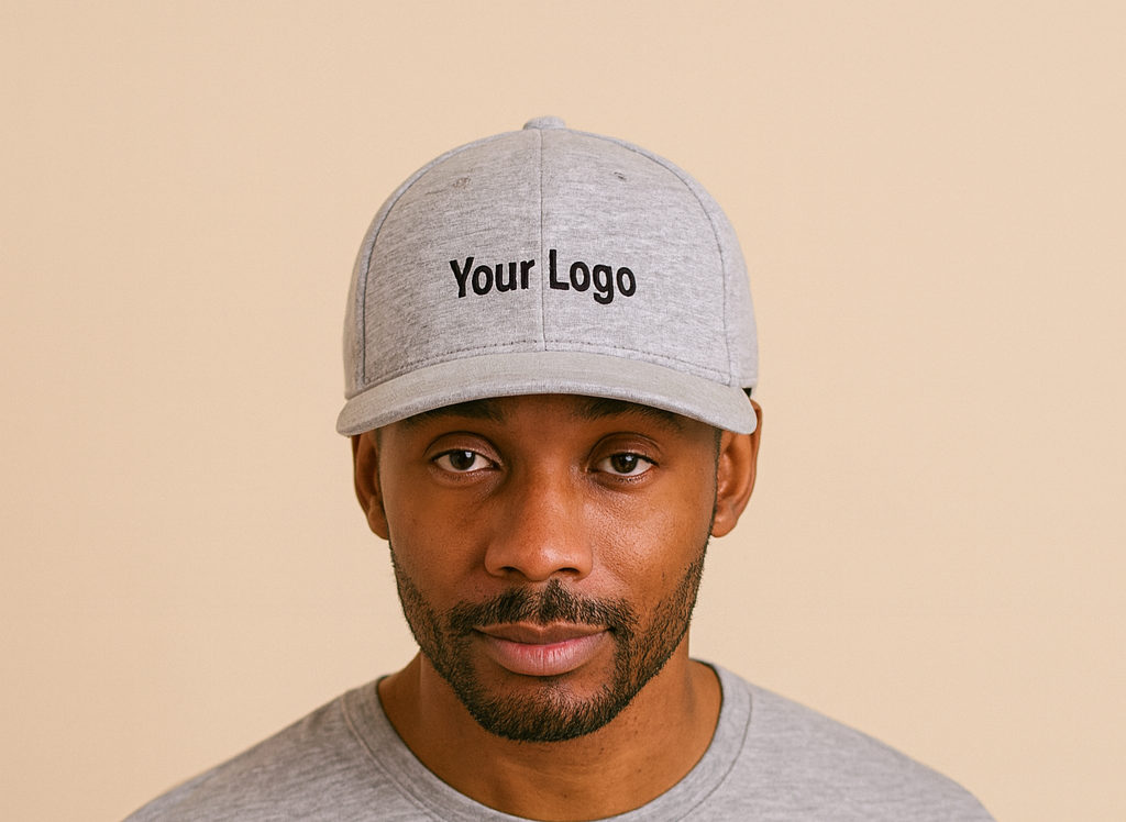 Flexfit Jersey Cap mit gebogenem Schirm und elastischem Material mit Logo Stick