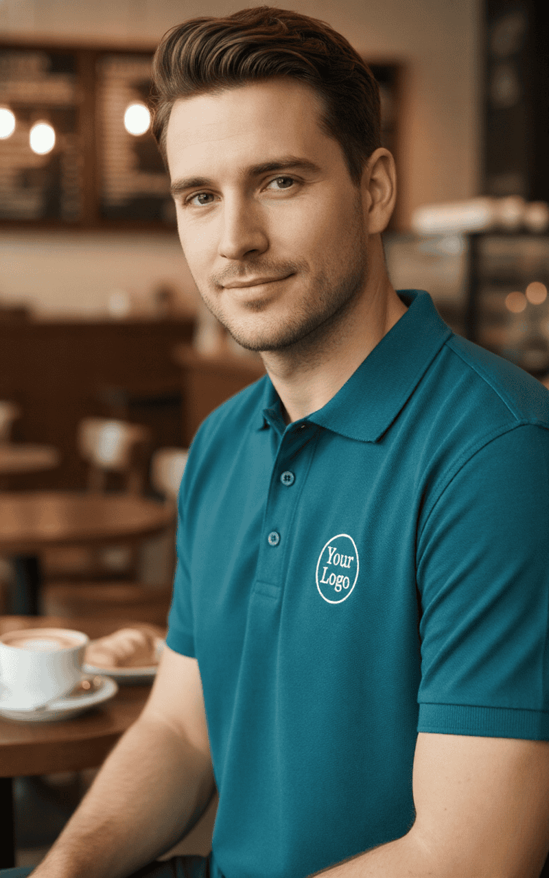 Men's polo shirt with embroidered logo