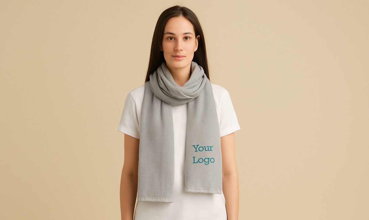 Baumwollschal mit dekorativem Rand mit Logo Stick