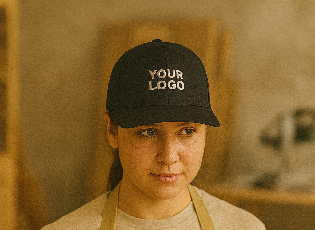 Flexfit Cap aus Bambusfaser mit verstärkter Front und Logo-Stick