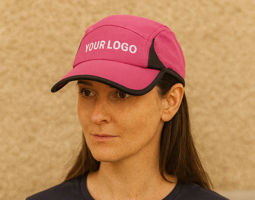Lightweight 4-panel running cap with logo embroidery.