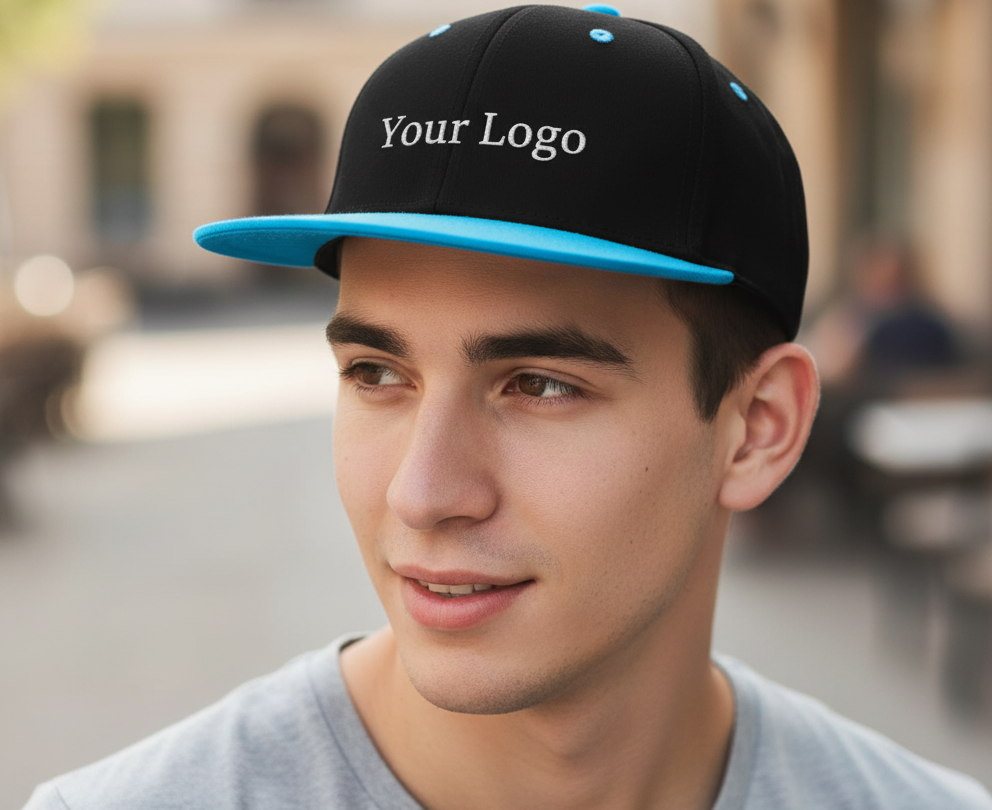 Myrtle Beach Snapback Cap mit flachem Visor Kontrasten und Logo - Stick