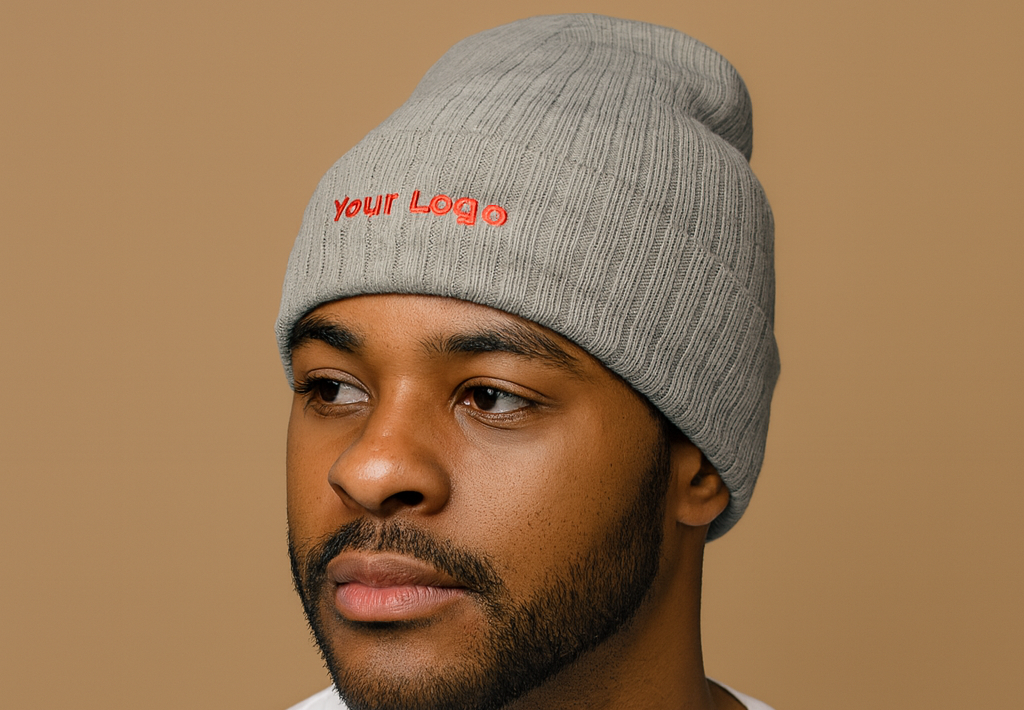 RibBeanie a modern texture and logo embroidery