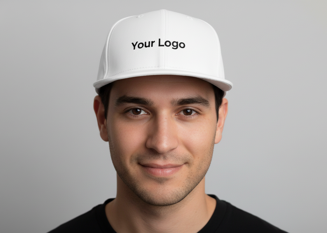 Flexfit Delta Cap mit nahtlosem Look gebogenem Schirm und Logo Stick