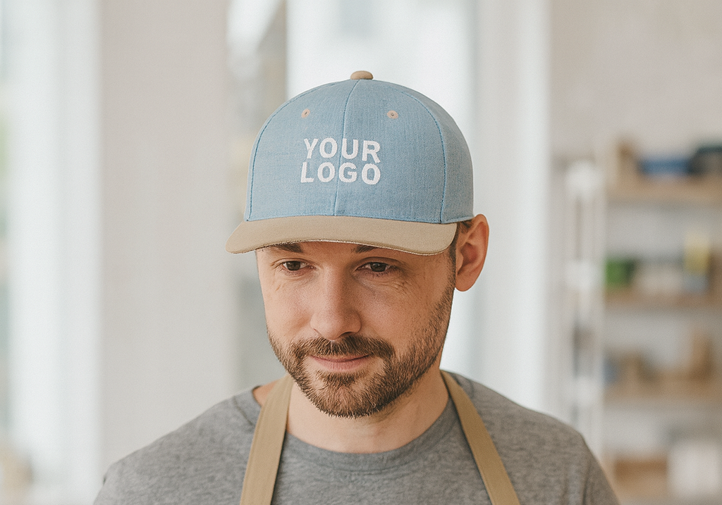 Flexfit Snapback Cap mit Velours-Schirm, verstärkter Front mit Logo Stick