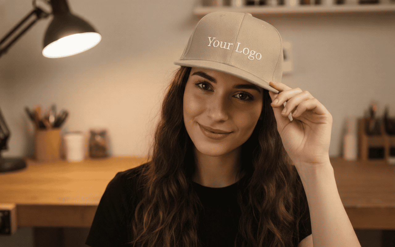Flexfit 5 Panel Cap mit durchgehender Front verstärkter Struktur mit Logo Stick