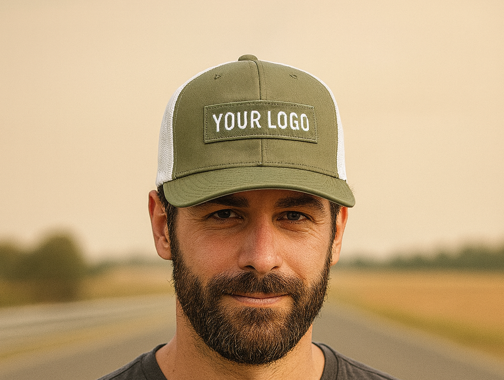 Flexfit Retro Trucker Cap mit Canvas-Front Mesh-Rückseite und Logo Stick