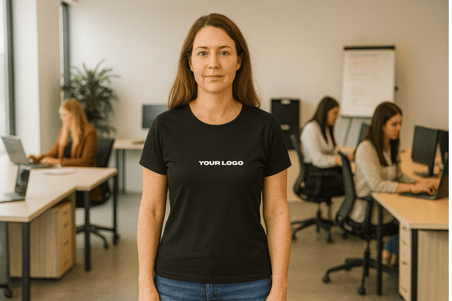 Women's organic cotton T-shirt with embroidered logo