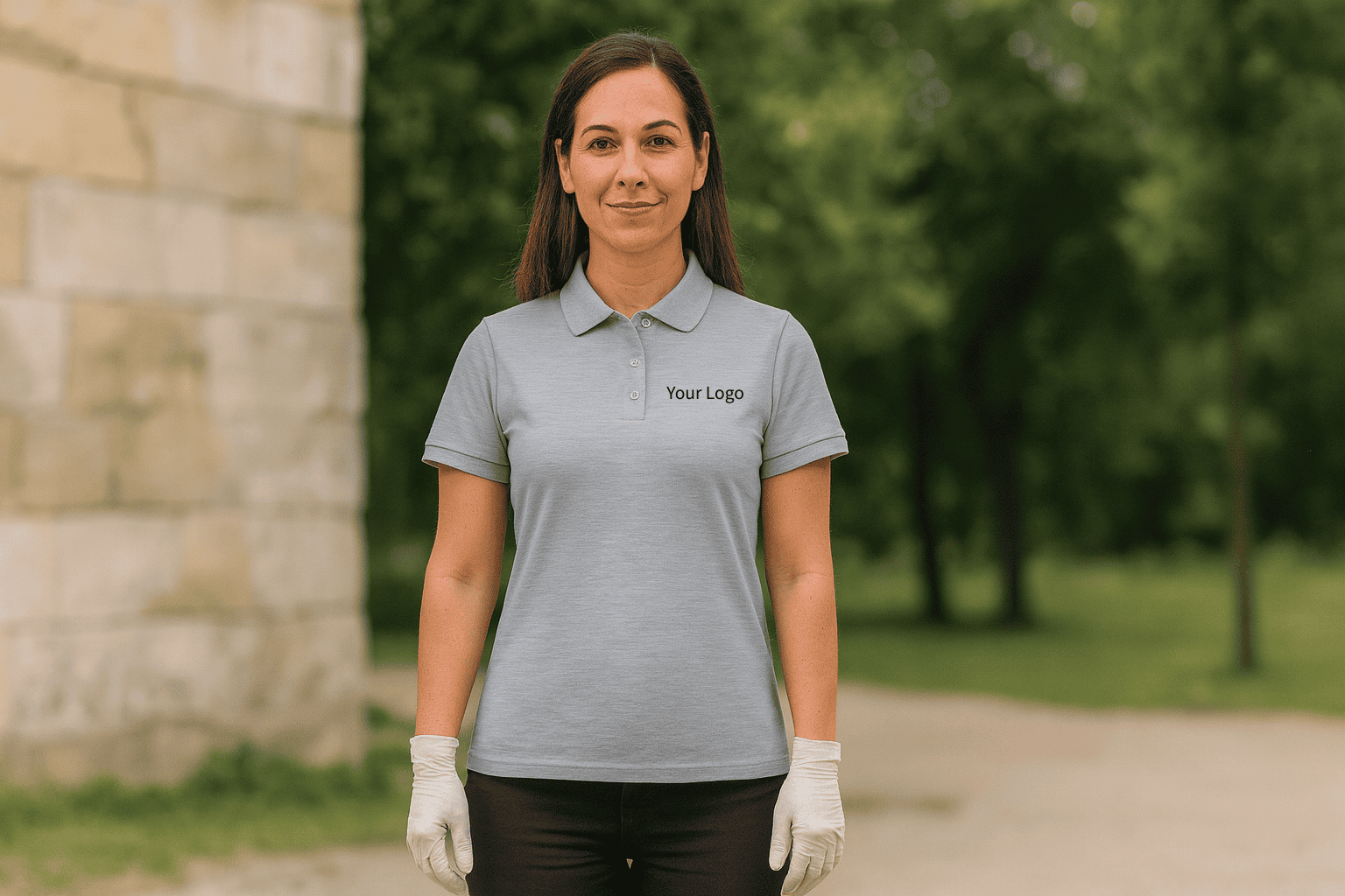 Women's Basic Organic Polo Shirt, Navy, Embroidered Logo