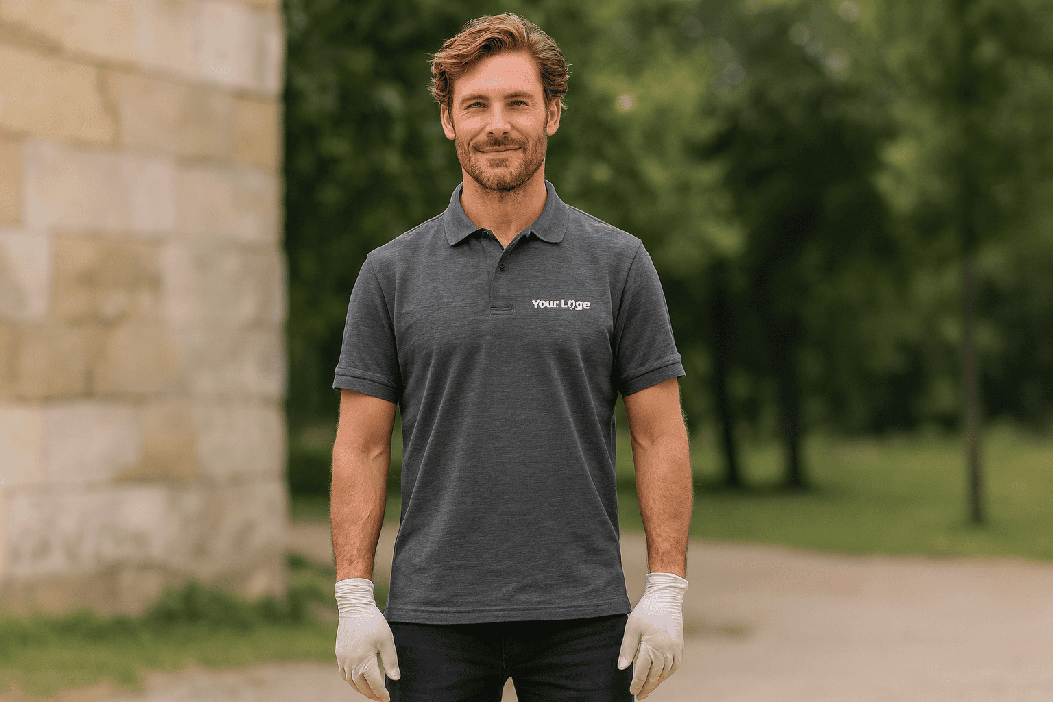 Men's Basic Organic Polo Shirt, Navy, Embroidered Logo