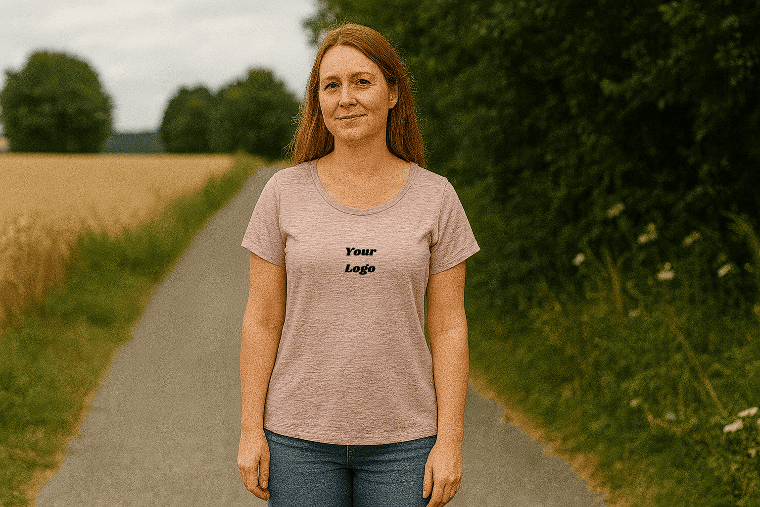 Vintage Damen T-Shirt aus Slub Bio-Baumwolle mit Logo Stick