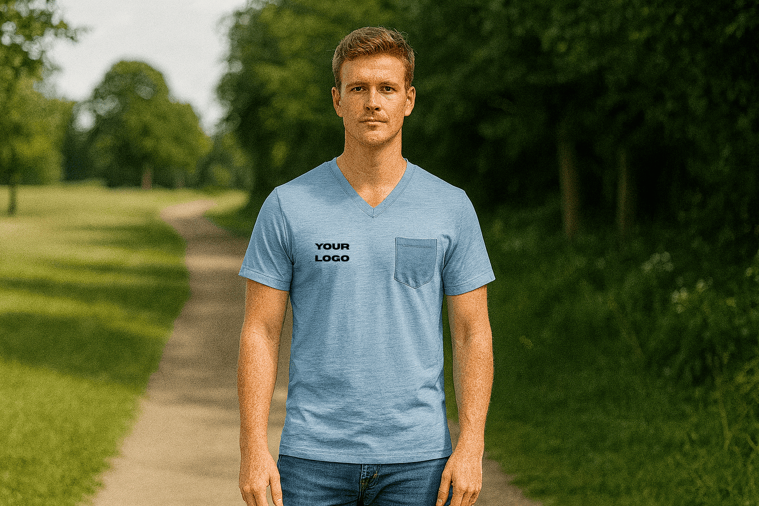 Men's vintage T-shirt made from slub organic cotton with embroidered logo