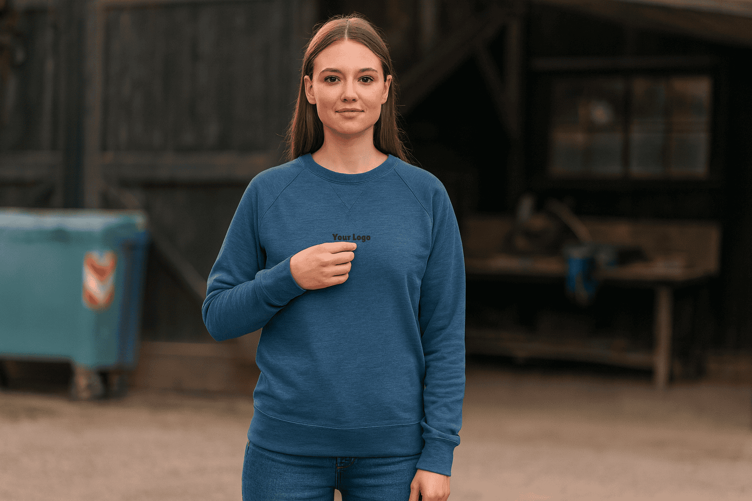 Damen Sweatshirt Bio Baumwolle Logo Stick