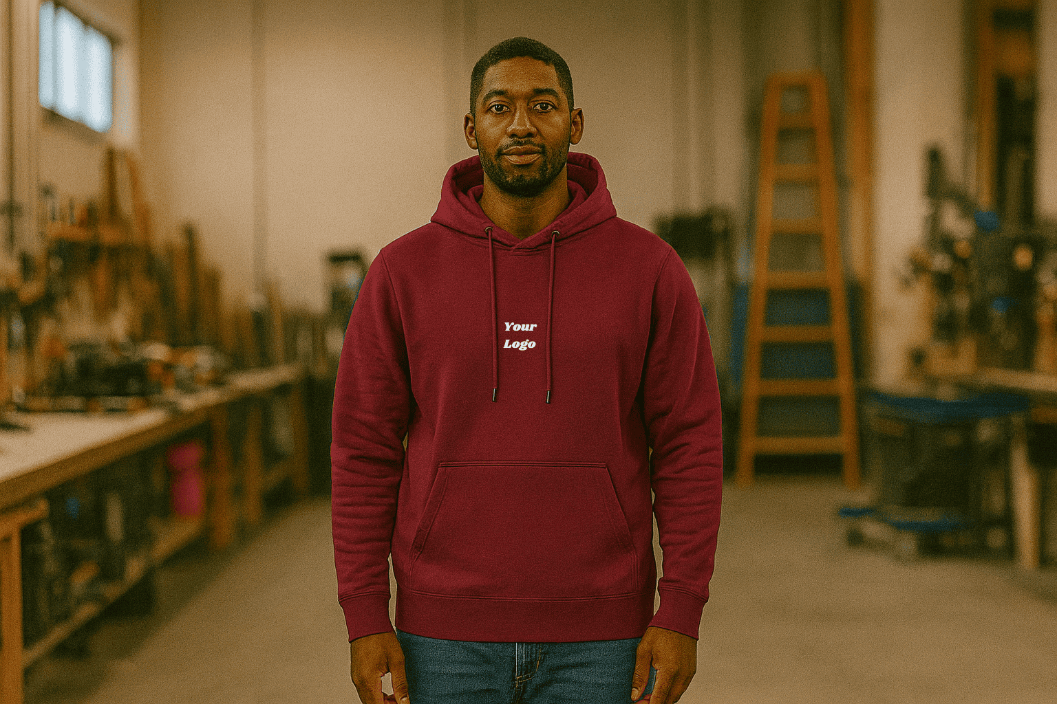 Men's Hoodie Organic Cotton Logo Stick
