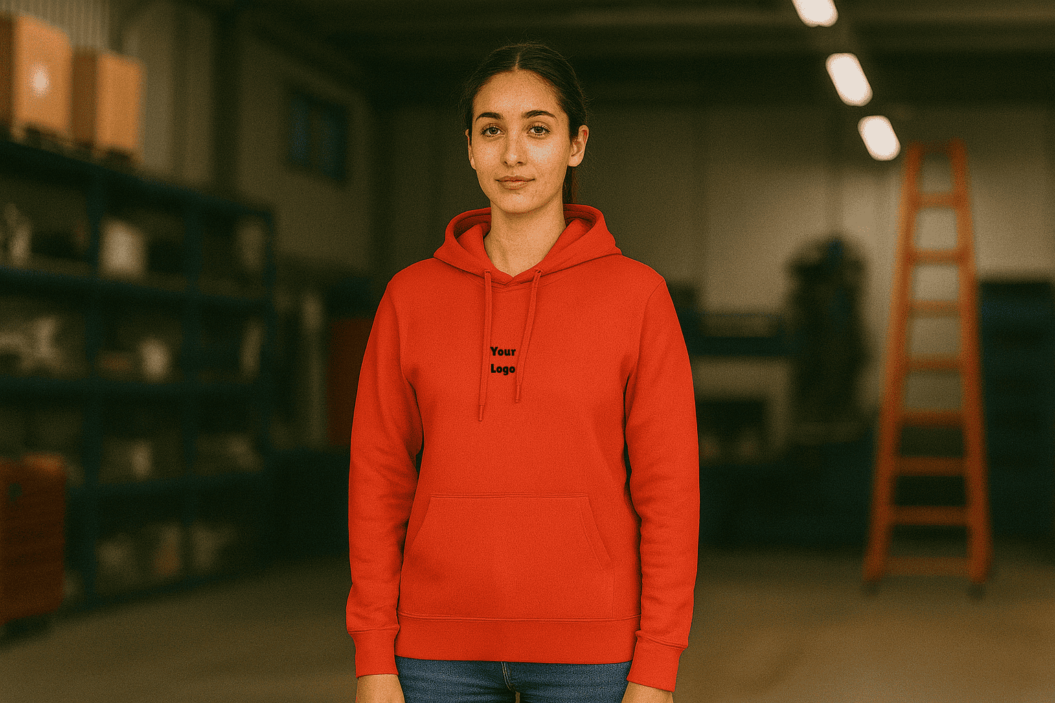 Klassischer Damen Hoodie Logo Stick