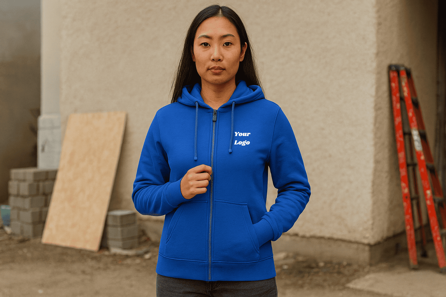 Women's hooded jacket with embroidered logo