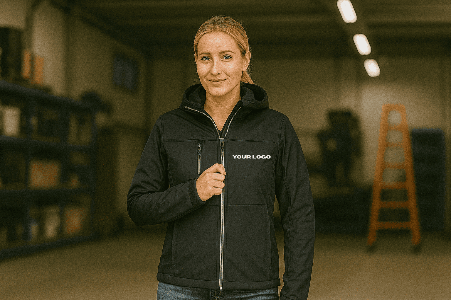 Women's softshell jacket with logo embroidery