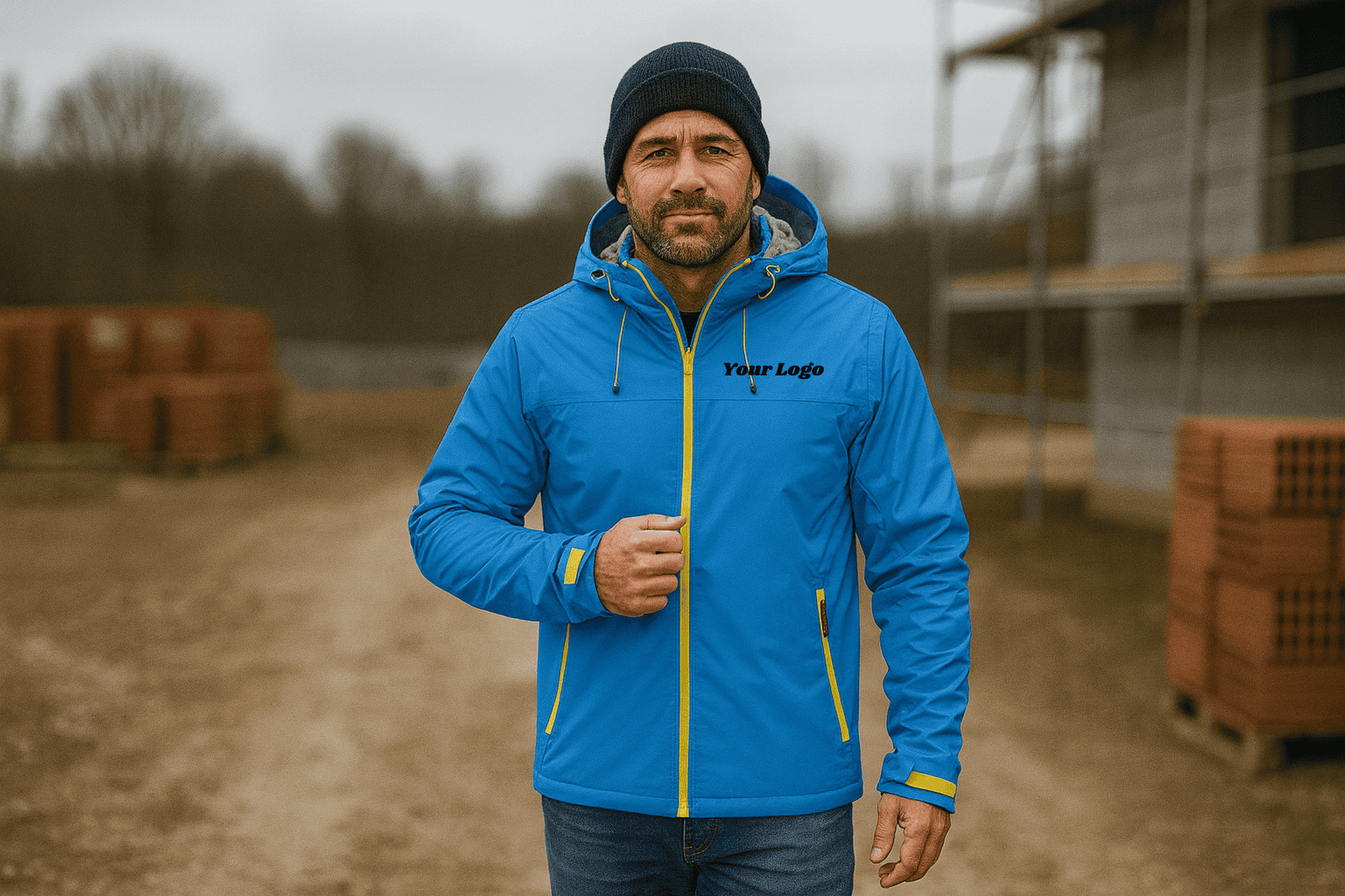 Men's outdoor softshell jacket with embroidered logo