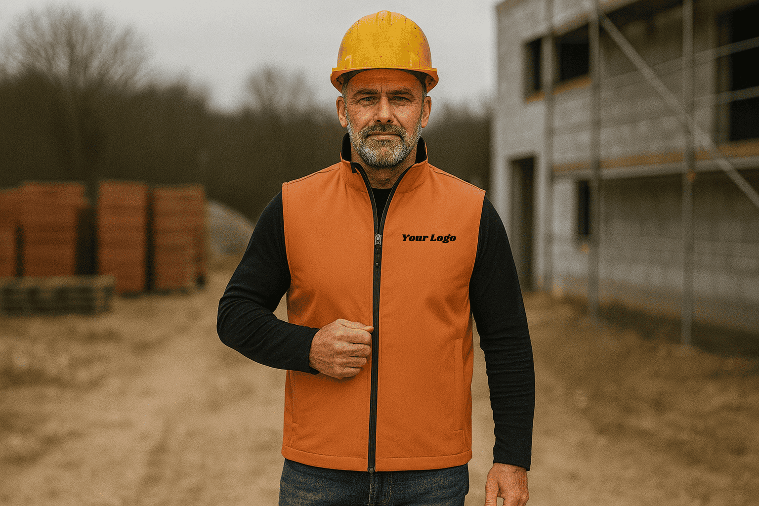 Men's softshell vest with logo embroidery