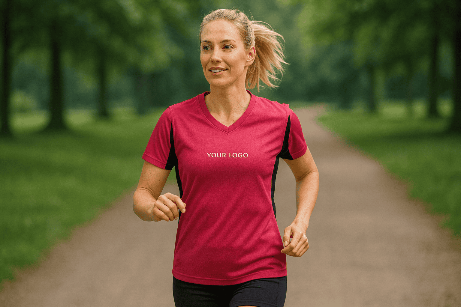 Women's breathable running shirt with embroidered logo
