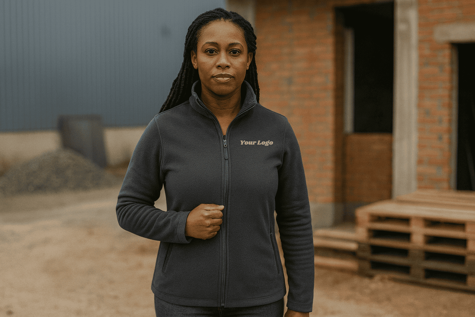 Women's fleece jacket, one color, embroidered logo