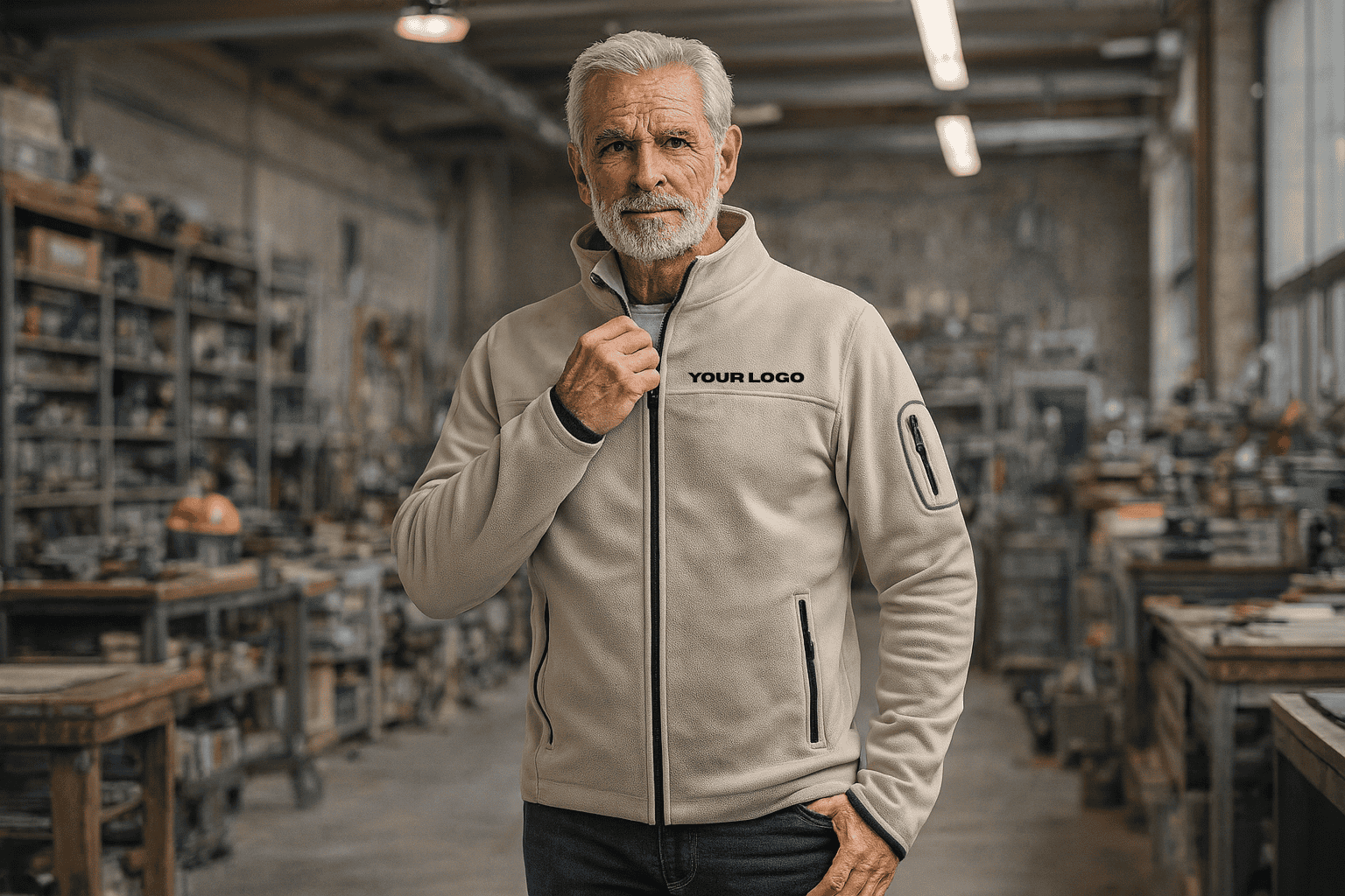 Men's fleece jacket with embroidered logo