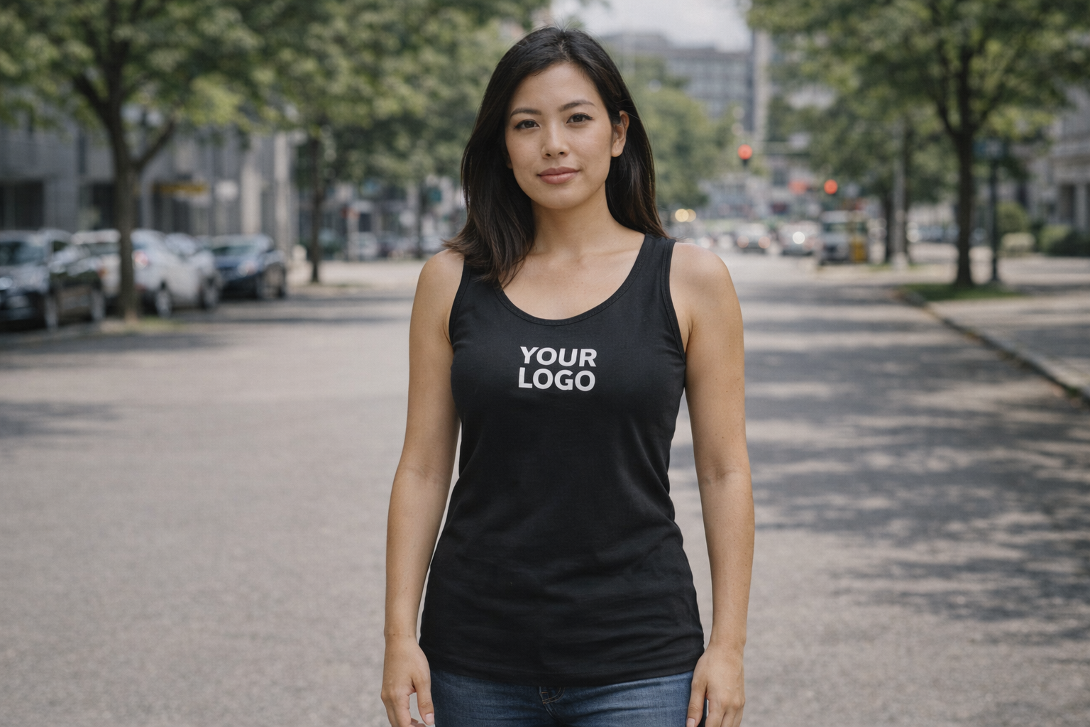 Women's tank top with logo embroidery