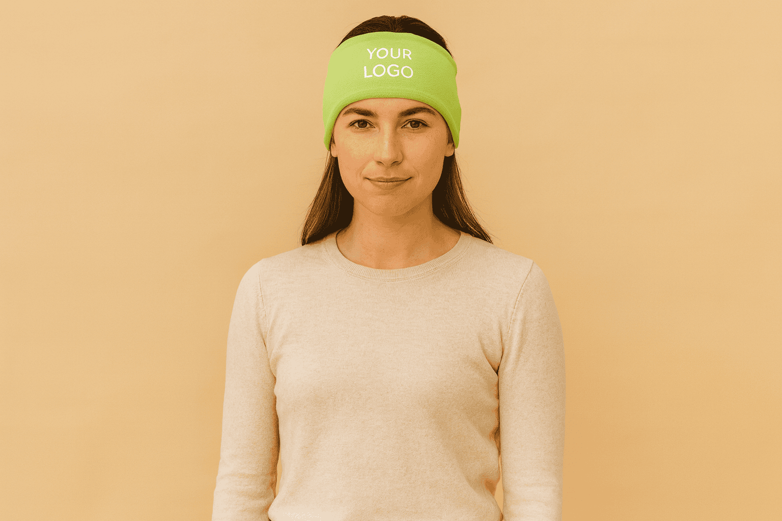 Fleece headband with ear protection, logo embroidery