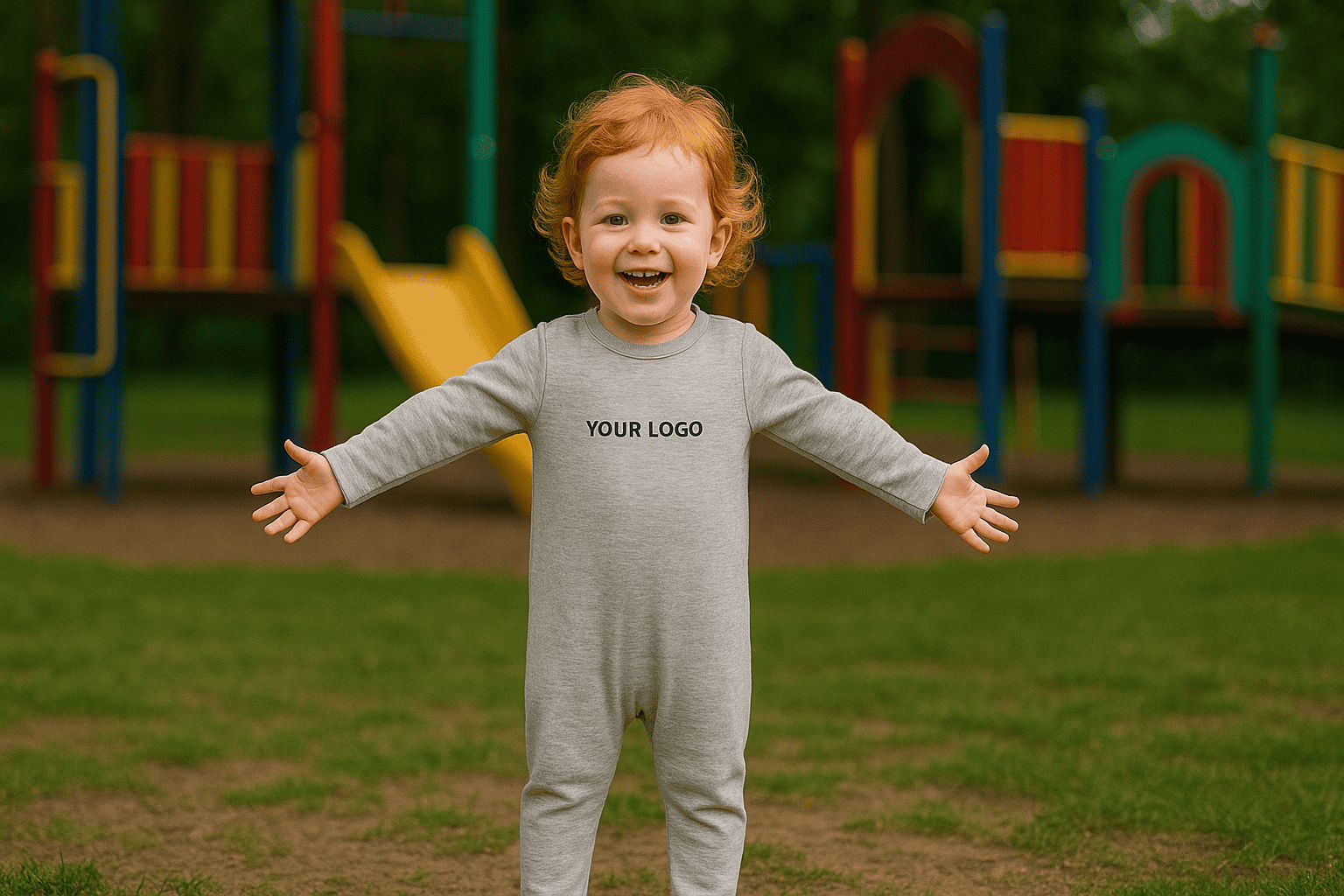 Baby romper with logo embroidery