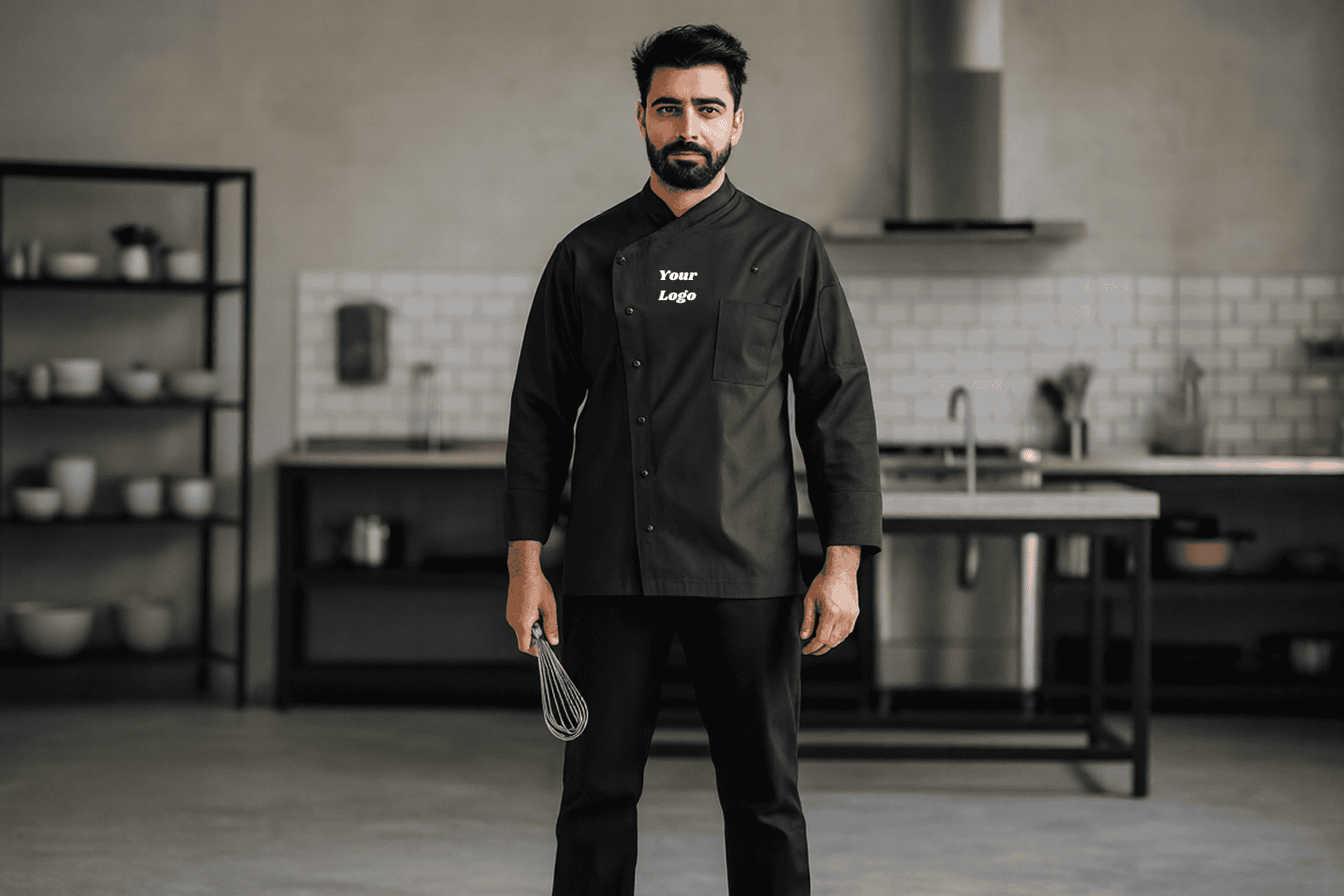 Herren Kochjacke mit Logo Stick