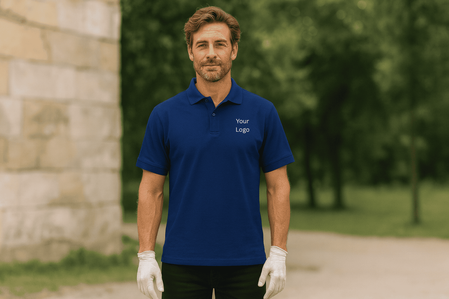 Polo Iseo Man navy logo stick men's polo shirt