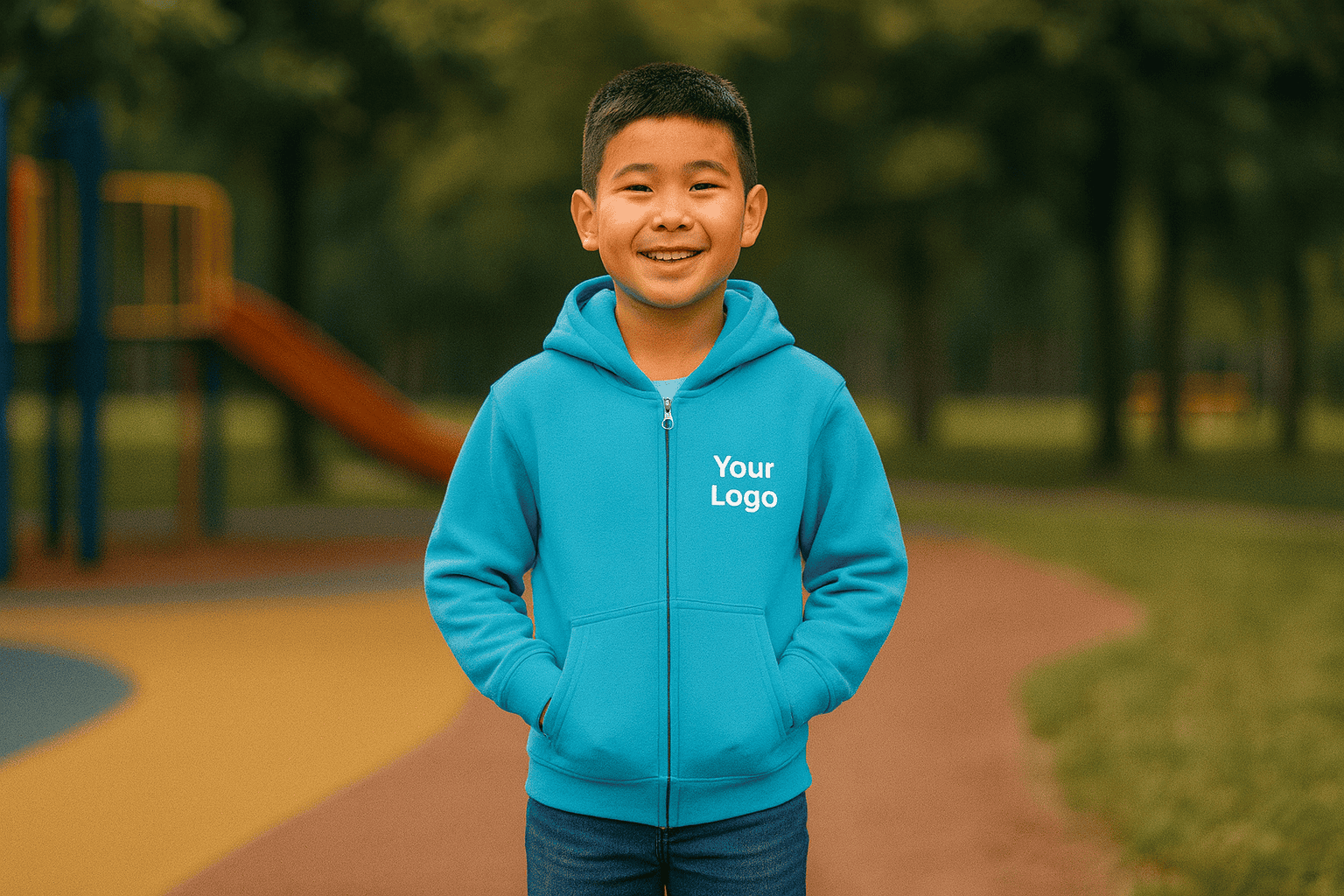 Junior Hooded Jacket Kids Logo Stick
