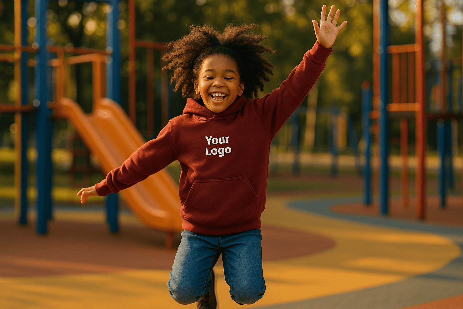 Junior hoodie for children with embroidered logo