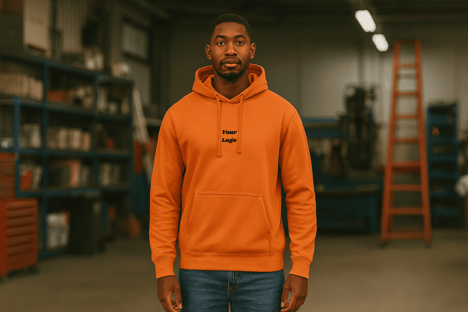 College hoodie with logo embroidery