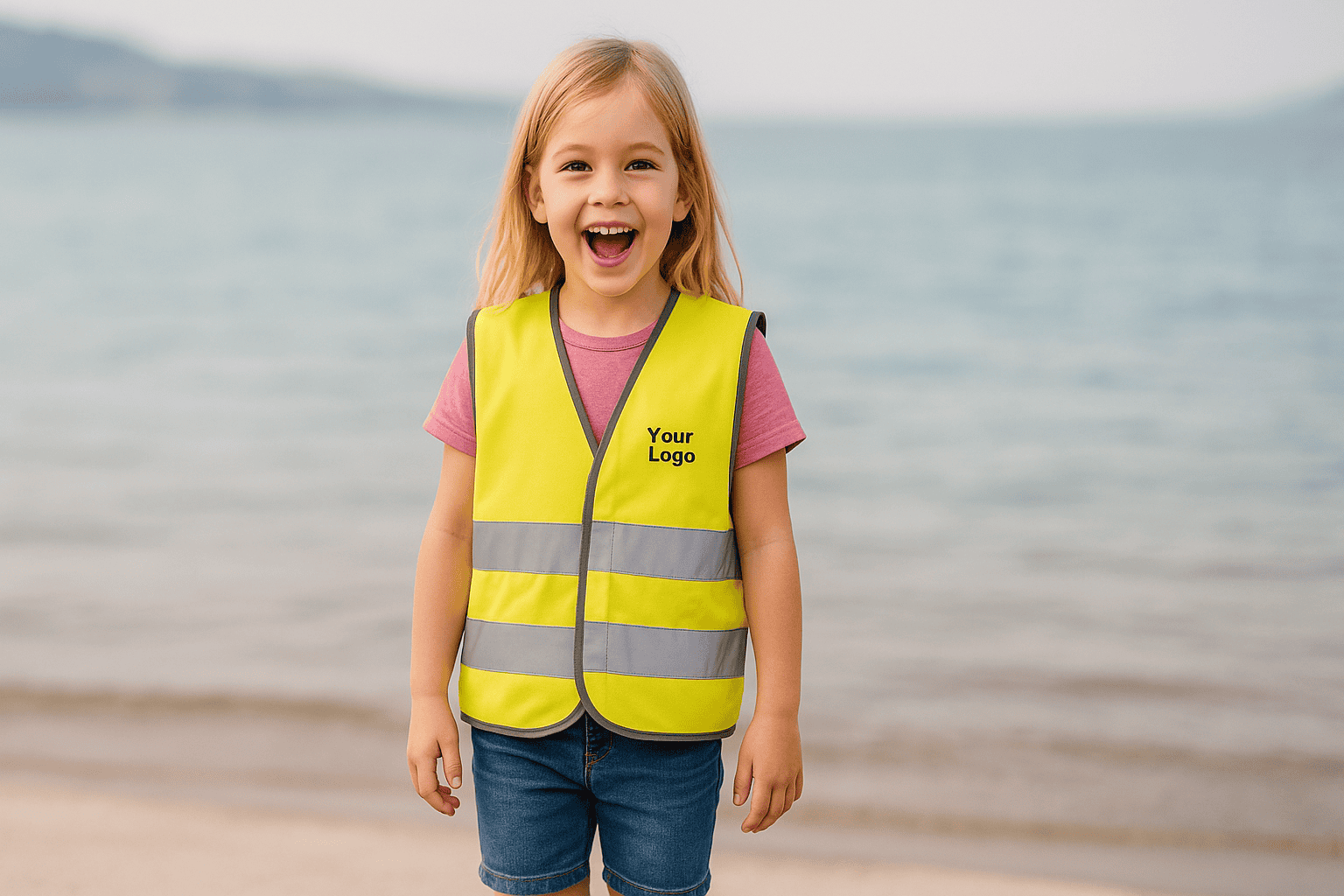 Kinder Sicherheitsweste mit Logo Stick
