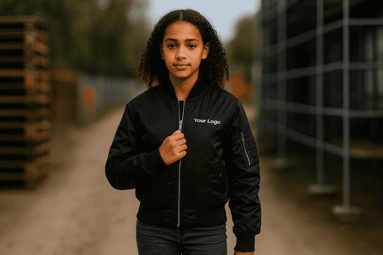 Urban Classics Women's Bomber Jacket with Embroidered Logo