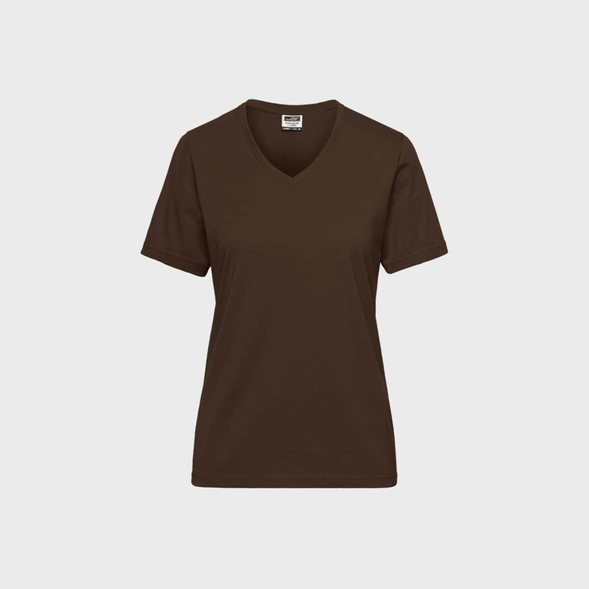 damen-workwear-t-shirt-mit-v-ausschnitt-brown-kaufen-besticken_stickmanufaktur