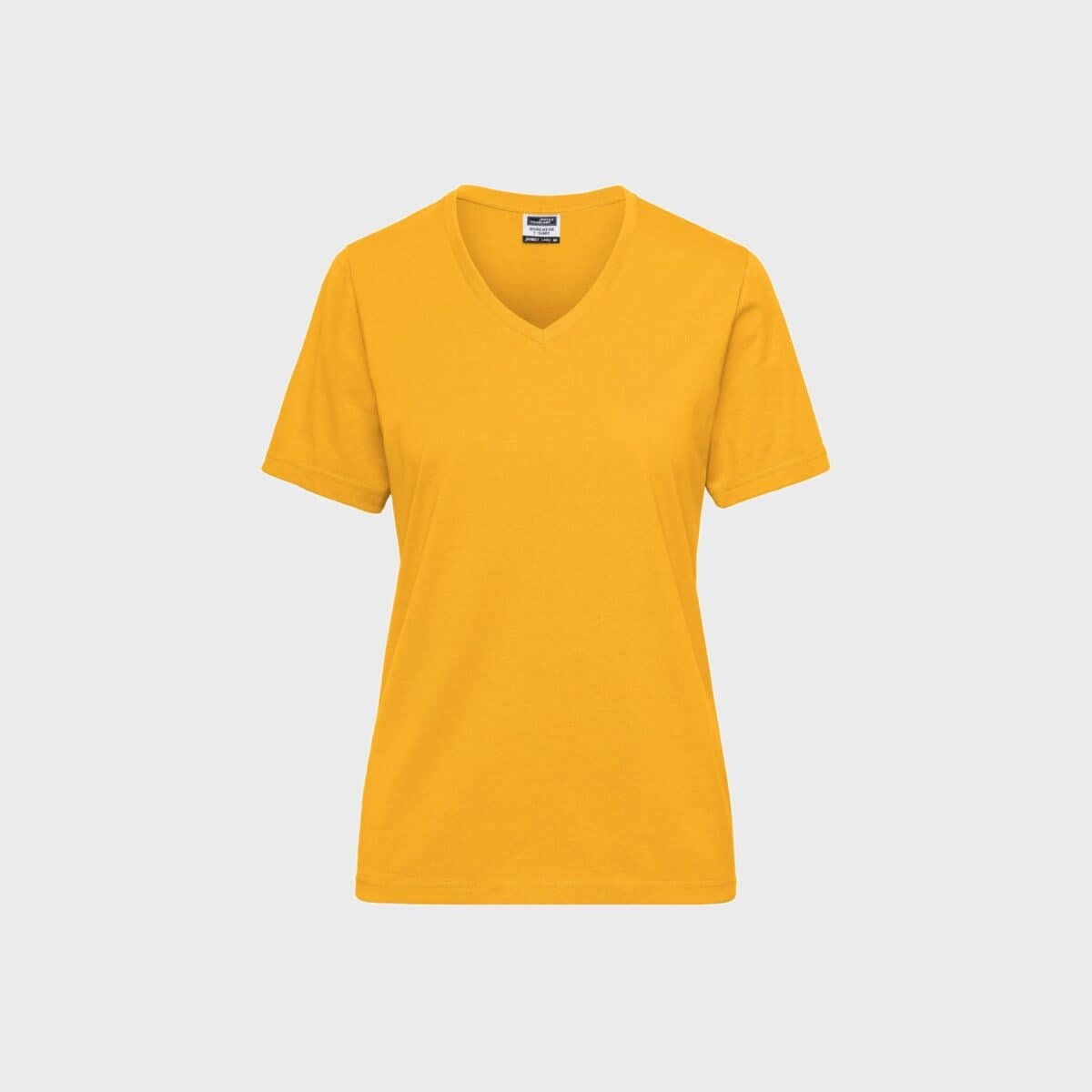damen-workwear-t-shirt-mit-v-ausschnitt-gold-yellow-kaufen-besticken_stickmanufaktur