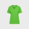 Damen Workwear T-Shirt mit V-Ausschnitt – Lime Green