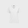 Damen Workwear T-Shirt mit V-Ausschnitt – White